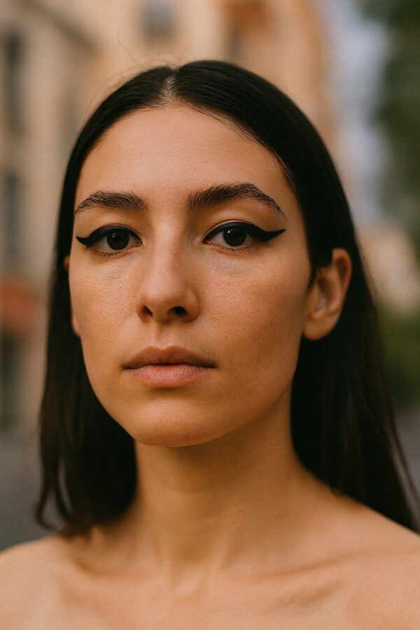 bold eyes and bare skin makeup